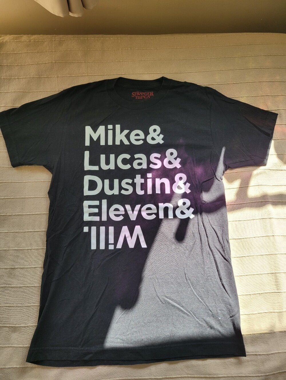 Black Stranger Things Character List Graphic Tee
